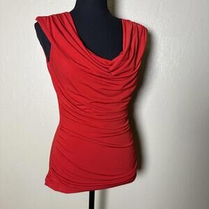 Iz Byer Red Ruched Slouchy Sleeveless Top with Beaded Back Panel Y2K  Size Small